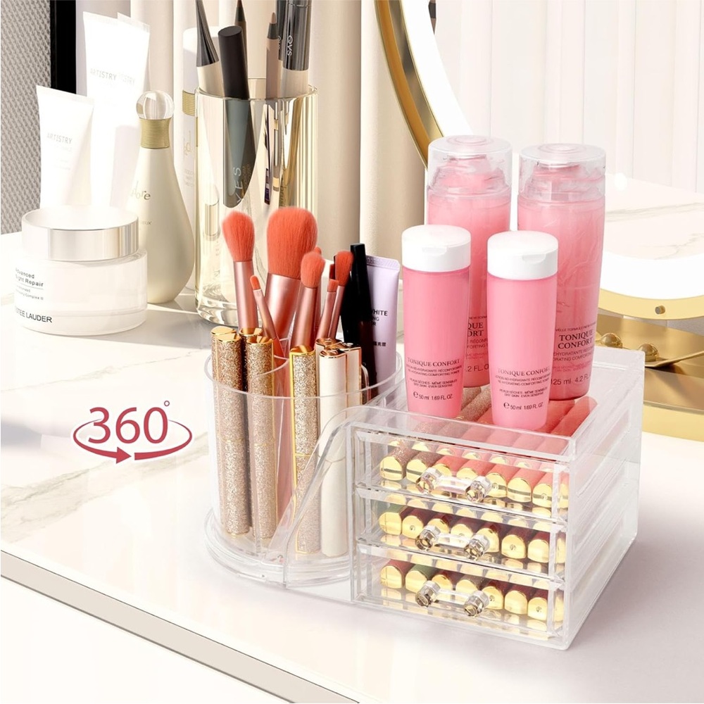 360° Rotating Clear Makeup Organizer - Picture 3 of 4